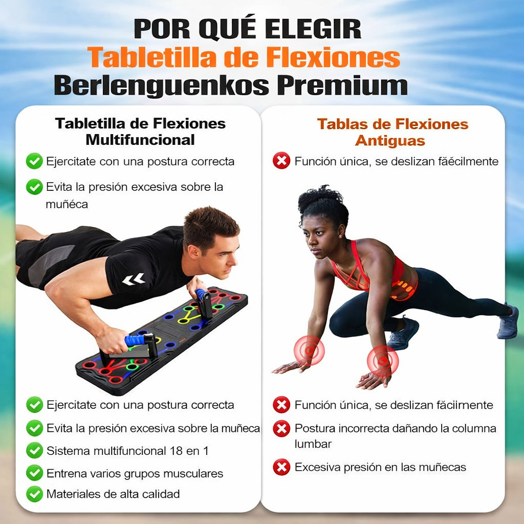 Tabla de flexiones para entrenamiento push up lagartijas + Envío gratis